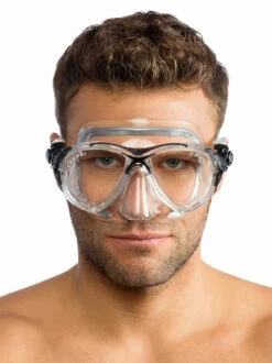 Cressi Eyes Evolution Crystal Mask -Online Dive Gear Sales Shop Cressi Eyes Evolution Crystal Mask Clear Black On Face Male