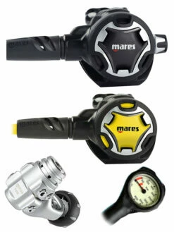 Mares Regulator Set: Dual Adj 62X (DIN Or Yoke) W/ Octopus & Free Termo Gauge