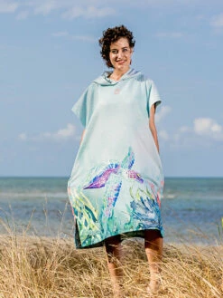 Ocean Armour Turtle Poncho -Online Dive Gear Sales Shop Ocean Armour Turtle Poncho Female Smiling Front